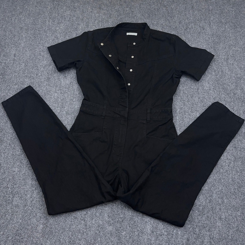 Outerknown Jenson Jumpsuit Women's XS Black Short Sleeve Utility Snap Workwear
